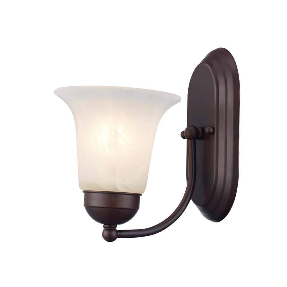Bronze 6" Traditional Wall Sconce with Marbleized Glass Shade