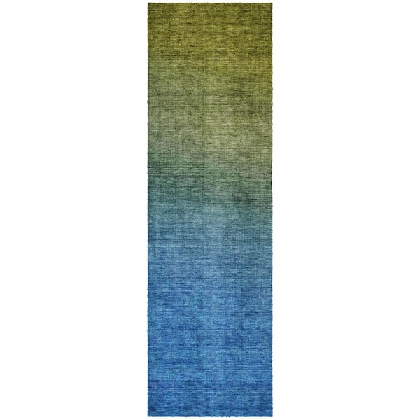 Dream Shag Premium Machine Washable Abstract ADS587 Olive 2 ft. x 7 ft. Runner Rug