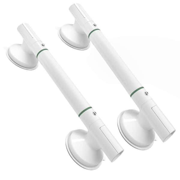 2-Pack 17.7 in. Grab Bars in White, No-Drill Bathroom Safety Bar, 253 lb. Load Capacity, Effortless Suction Installation
