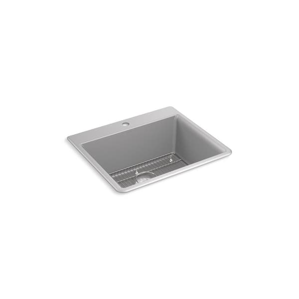 Kennon Matte Grey Solid Surface 25 in. Single Bowl Undermount Kitchen Sink