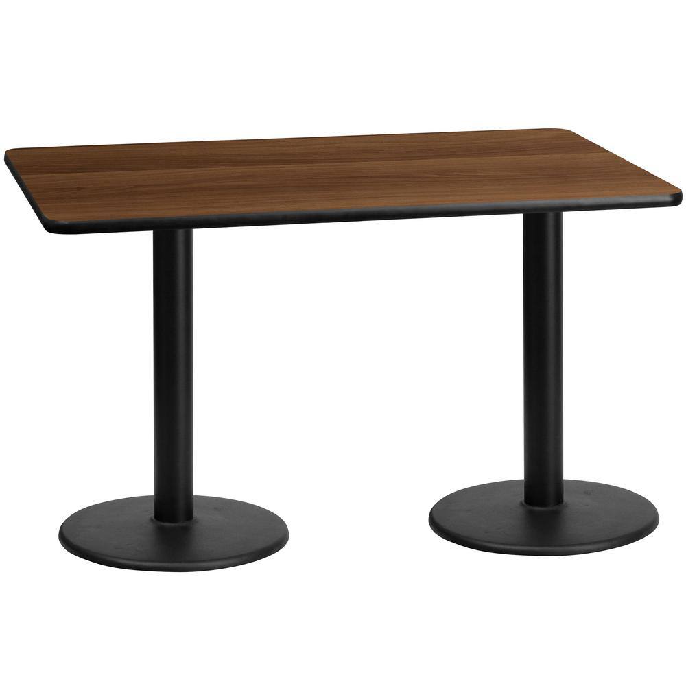 60'' Walnut Laminate Rectangular Dining Table with Black Metal Base