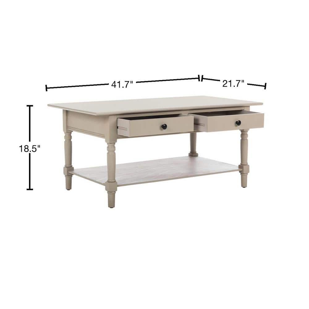 Vintage Gray Rectangular Wood Coffee Table with Storage