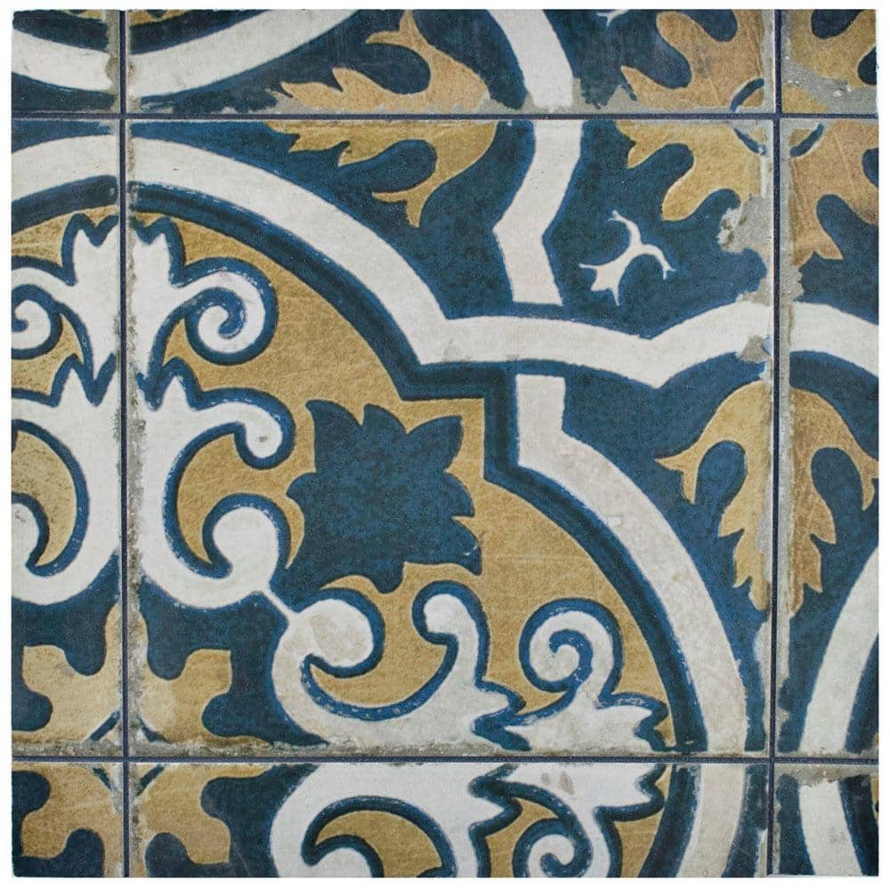 18x18 Teal and Golden-Yellow Ceramic Floor and Wall Tile