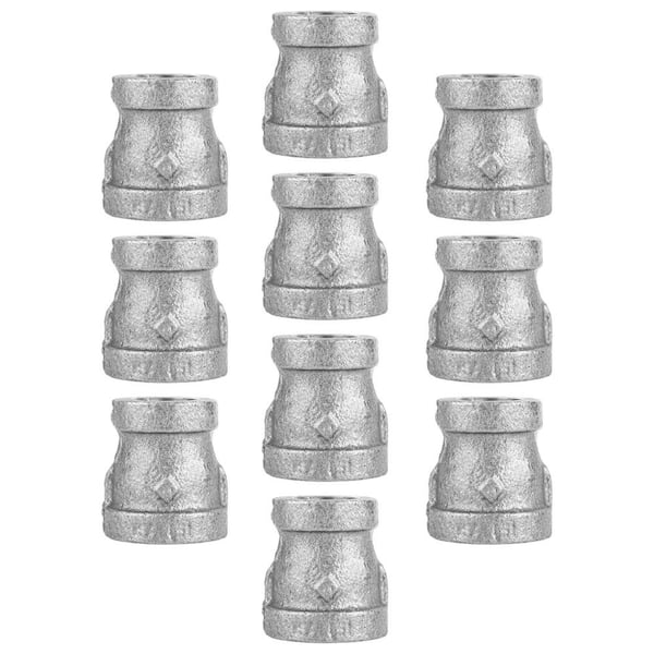 PIPE DECOR 3/8 in. x 1/4 in. Black Malleable Iron Reducing Coupling Fitting (10-Pack)