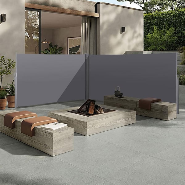 ITOPFOX 276 in. x 71 in. Gray Double Retractable Side Awning