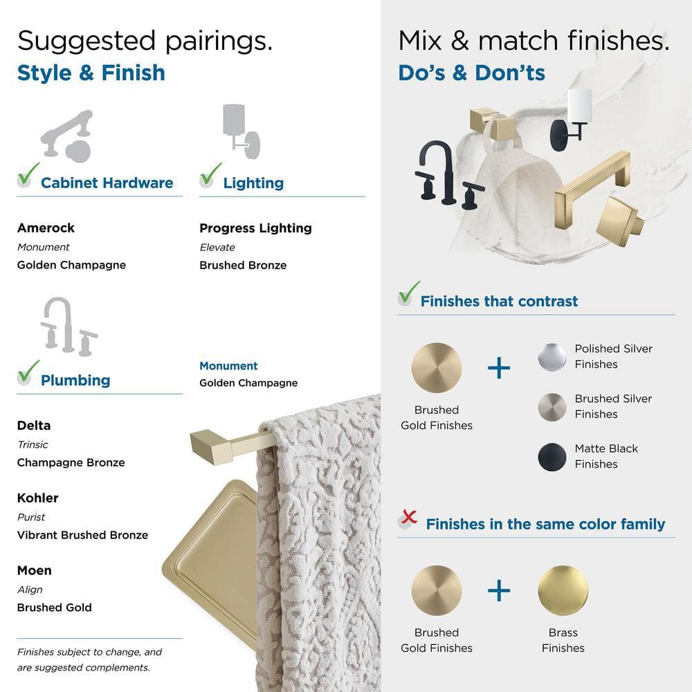 Golden Champagne 24" Modern Square Towel Bar