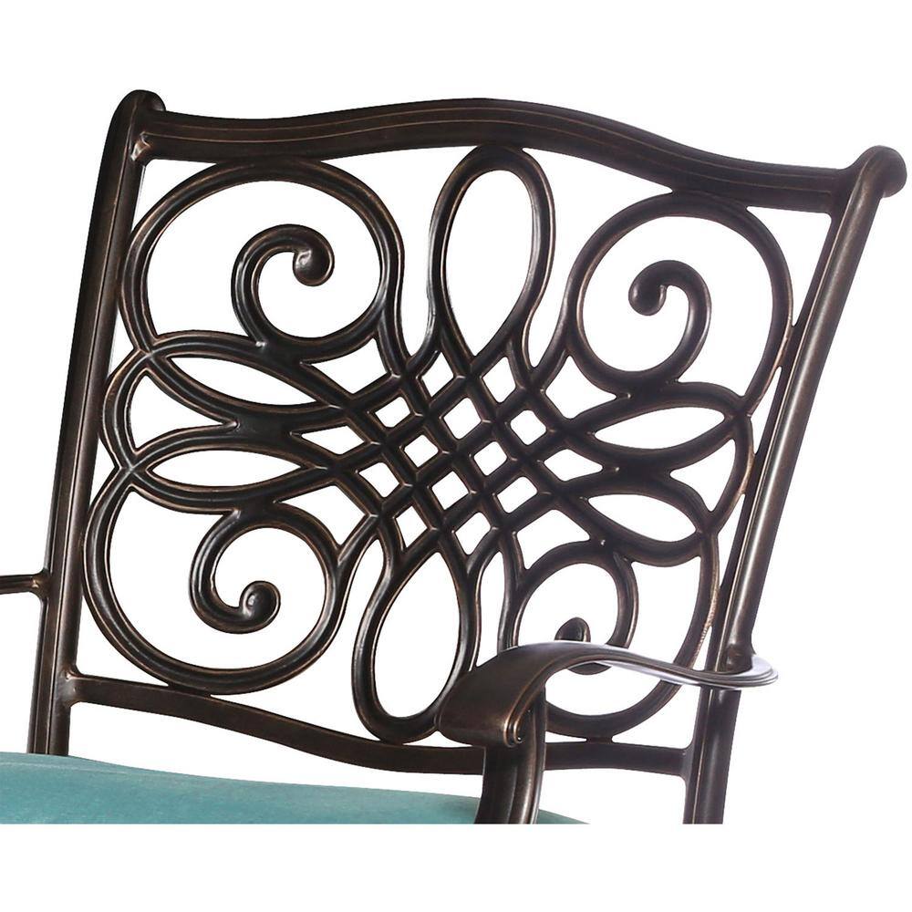 Hanover Traditions 9-Piece Blue Cushion Aluminum Outdoor Dining Set