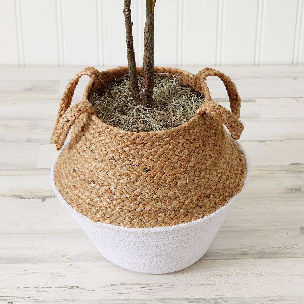 3 ft. Green Artificial Fiddle Leaf Fig Tree with White and Burlap Basket