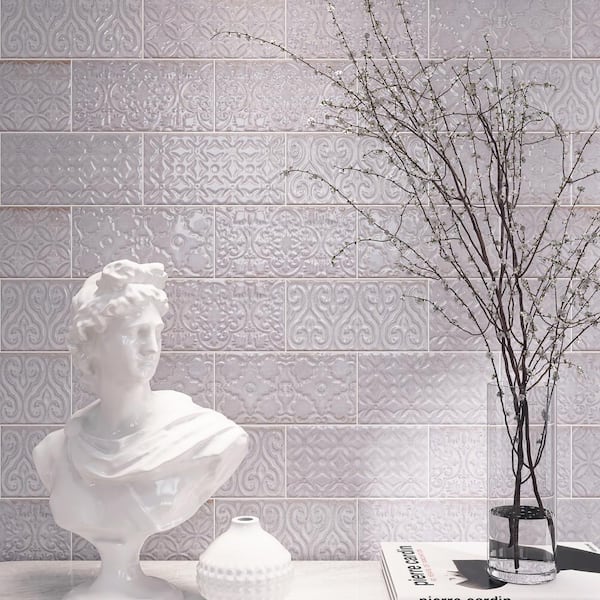 MOLOVO Zurbaran Gris 4.73 in. X 9.45 in. Polished Ceramic Subway