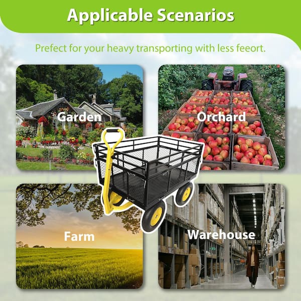 13 cu. ft. Hot Seller Metal Garden Cart with Removable Mesh