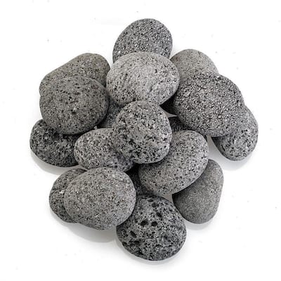 Medium Lava Stone (Tumbled) Gray / Black 1 in. - 2 in. 10 lbs. Bag