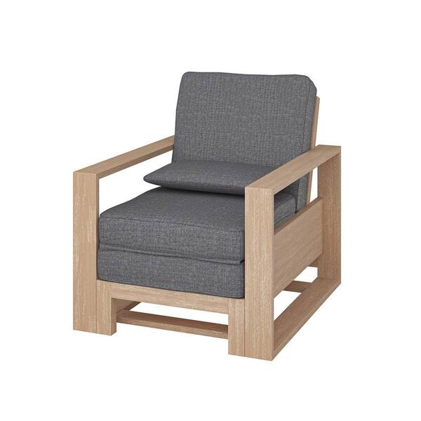 Giorgio Chacoal Acacia Wood Upholstered Chaise Lounge Chair with Adjustable Backrest