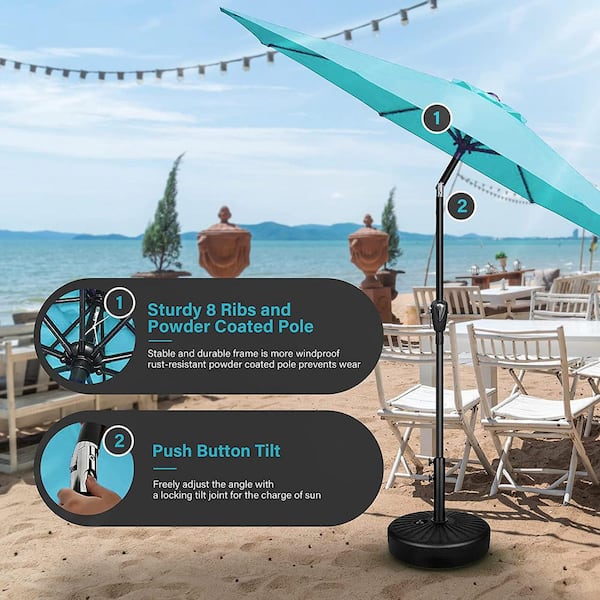 Yaheetech 9ft Patio Gaden Umbella With 8 Ibs And Adjustable Tilt Angle Burgundy%2f15377860224