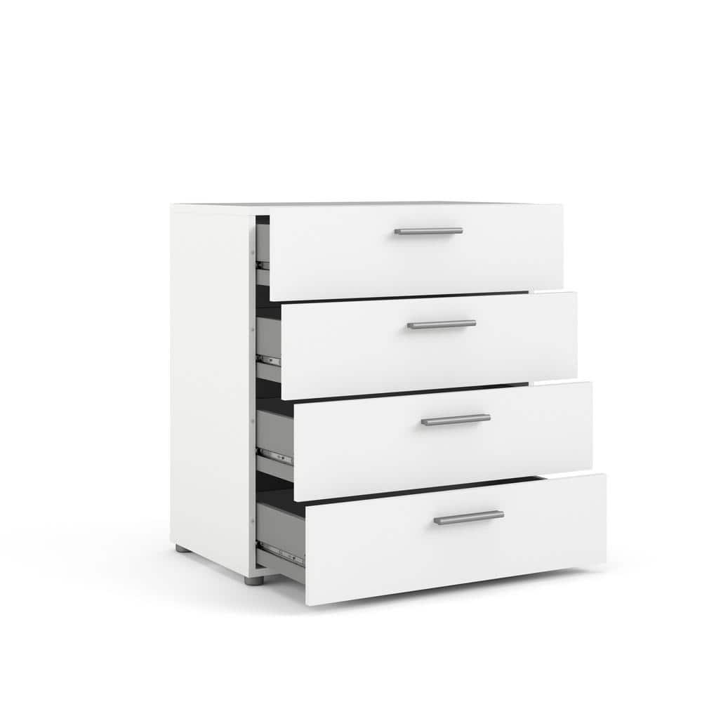 Austin 4-Drawer Sleek White Dresser with Metal Hardware