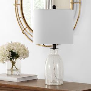 Nakula 23 in. Clear Table Lamp with White Shade