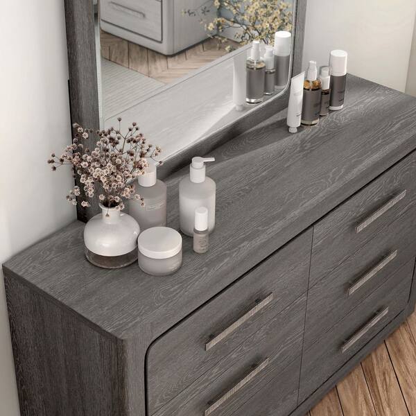 grey dresser table Furniture of America Rally Warm Gray 6 -Drawer 62-in W Standard grey dressing table design