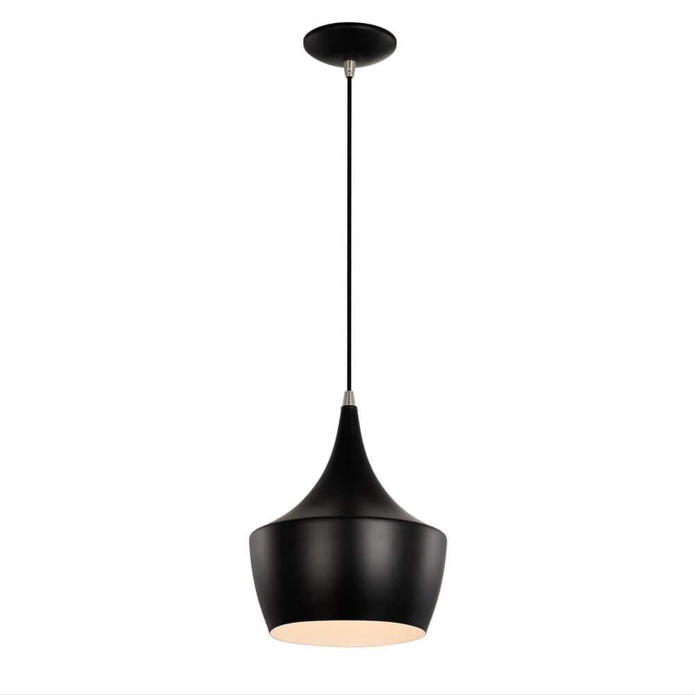 Edvivi 1-Light Matte Black and Brushed Nickel Pendant Light with