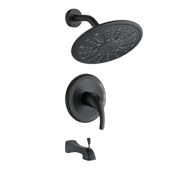 Fapully Single Handle 1-Spray Tub and Shower Faucet 1.8 GPM in Brushed Nickel Shower Faucet in Matte Black Valve Included