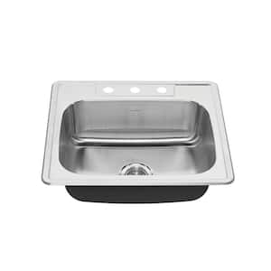 Colony Pro Drop-in Stainless Steel 25 in. 3-Hole Single Bowl Kitchen Sink Kit
