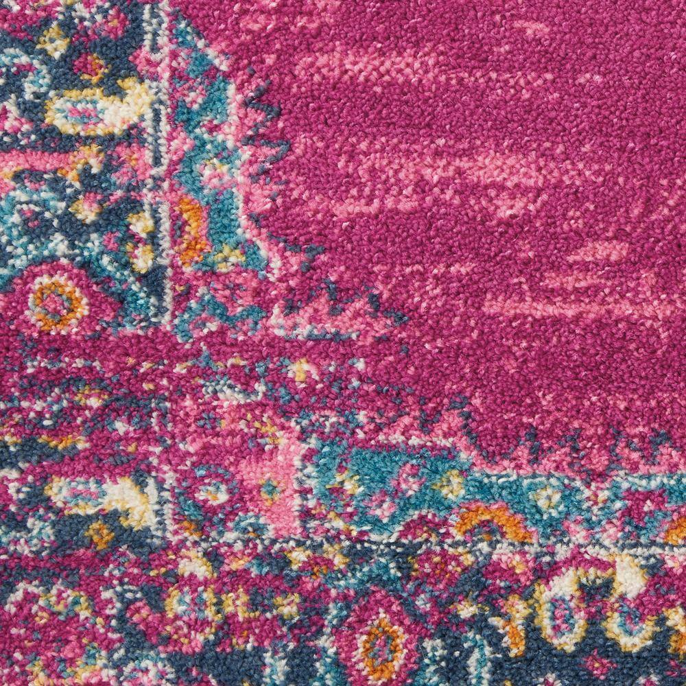 Small Fuchsia and Blue Floral Synthetic Traditional Rug