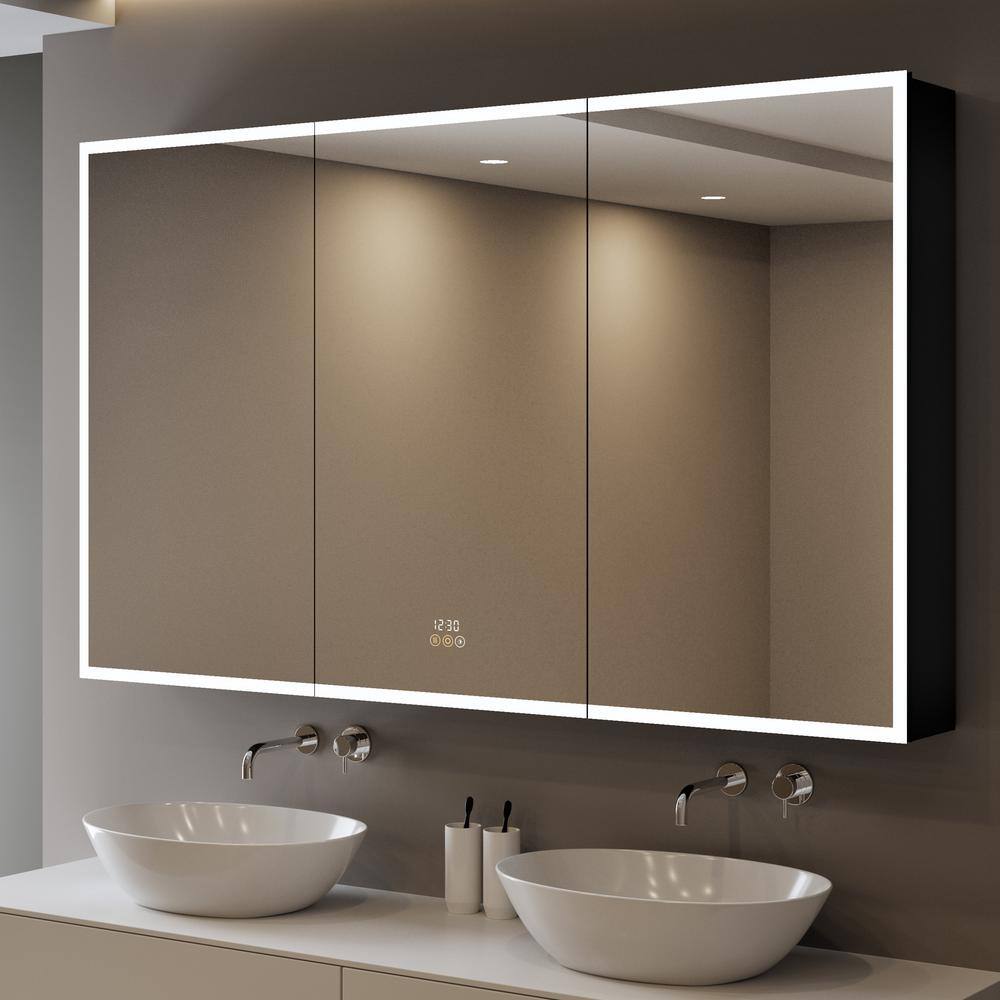 HBEZON Flora 60 in. W x 36 in. H Large Rectangular Black Aluminum  