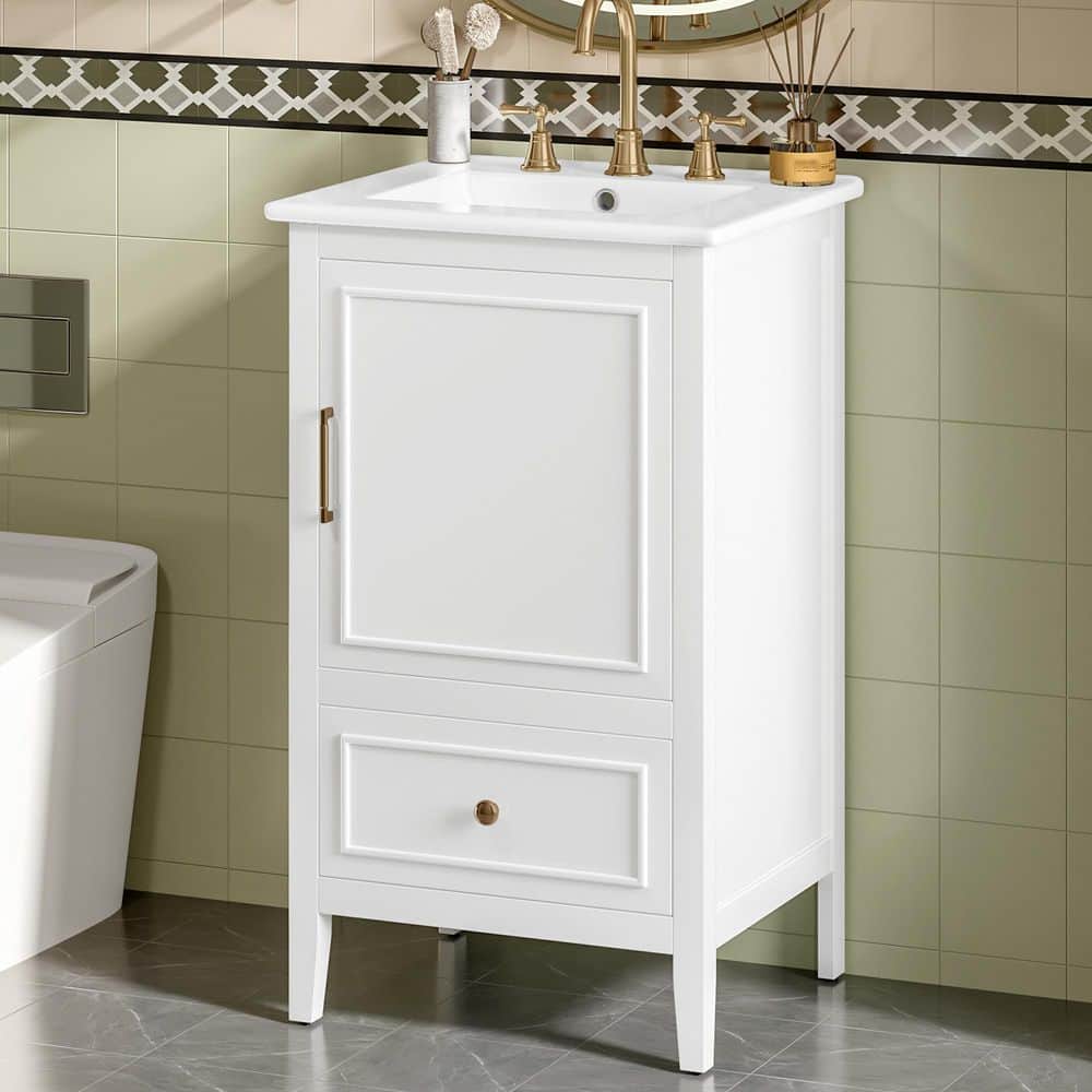 20 in. W x 18.5 in. D x 34.5 in. H White Solid Wood Linen Cabinet