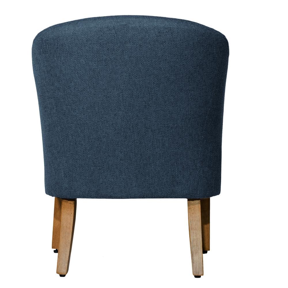 Navy Blue Modern Barrel Wooden Accent Chair