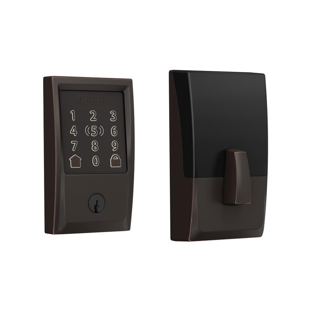 Schlage Century Aged Bronze Electronic Encode Plus Smart WiFi Deadbolt with Alarm