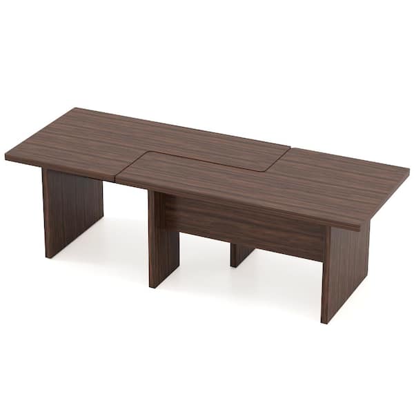 Bunpeony Walnut Modular L-Shaped Coffee Table Set of 2 Nesting