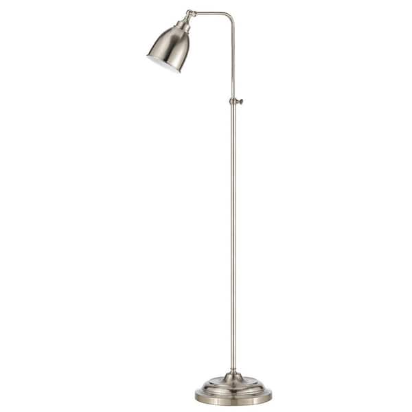 HomeRoots 62 in. Nickel 1 Dimmable (Full Range) Standard Floor Lamp for Living Room with Metal Dome Shade
