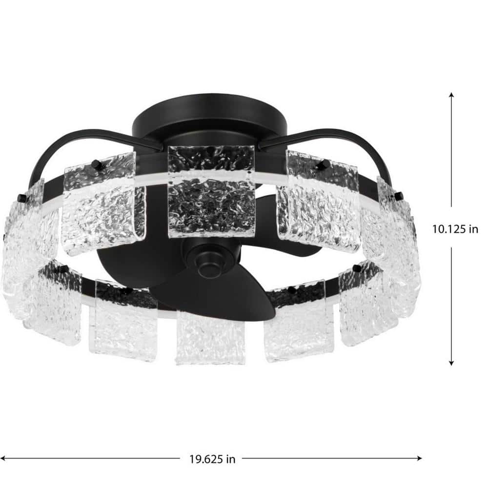 Matte Black Low Profile LED Chandelier Ceiling Fan with Remote