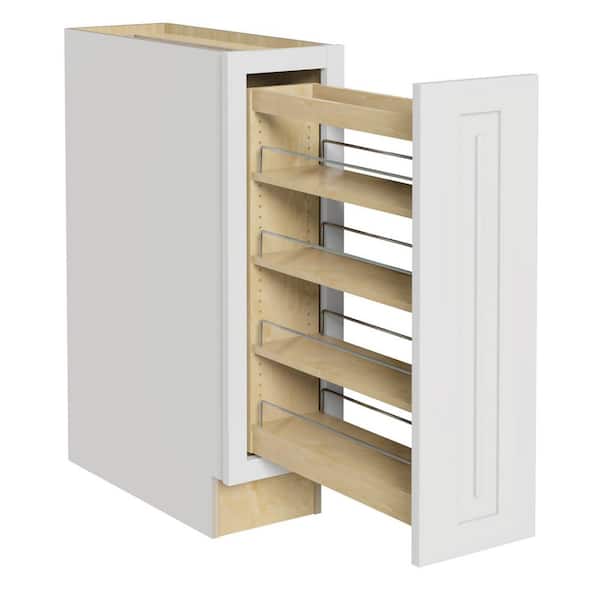 Home Decorators Collection Grayson 9 in. W x 24 in. D x 34.5 in. H Assembled Plywood Pull Out Pantry Kitchen Cabinet in Pacific White Soft Close