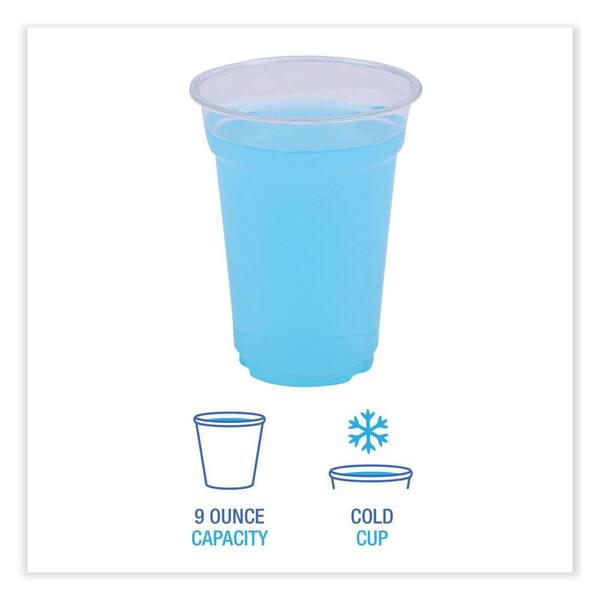 Boardwalk Translucent Plastic Cold Cups 9oz - 100 Pack Disposable Drink Cups