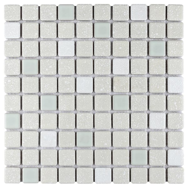 Crystalline Square Pistachio 11-3/4 in. x 11-3/4 in. Porcelain Mosaic Tile (9.8 sq. ft./Case)