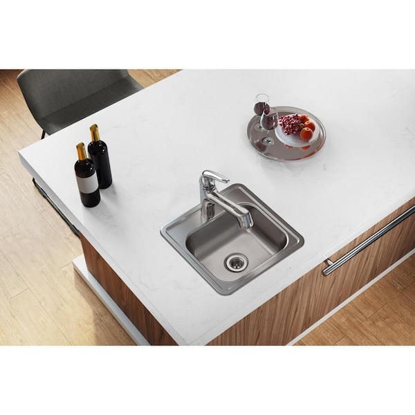 Elkay Dayton Drop-in Stainless Steel 15 in 1-Hole Bar Single Bowl Kitchen Sink 