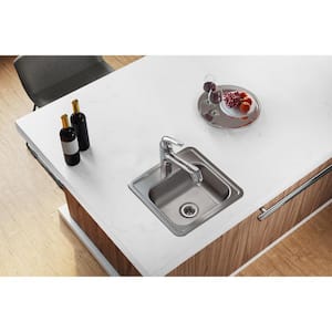 Dayton 15 in. Drop-in -Bowl Satin Stainless Steel Sink Only