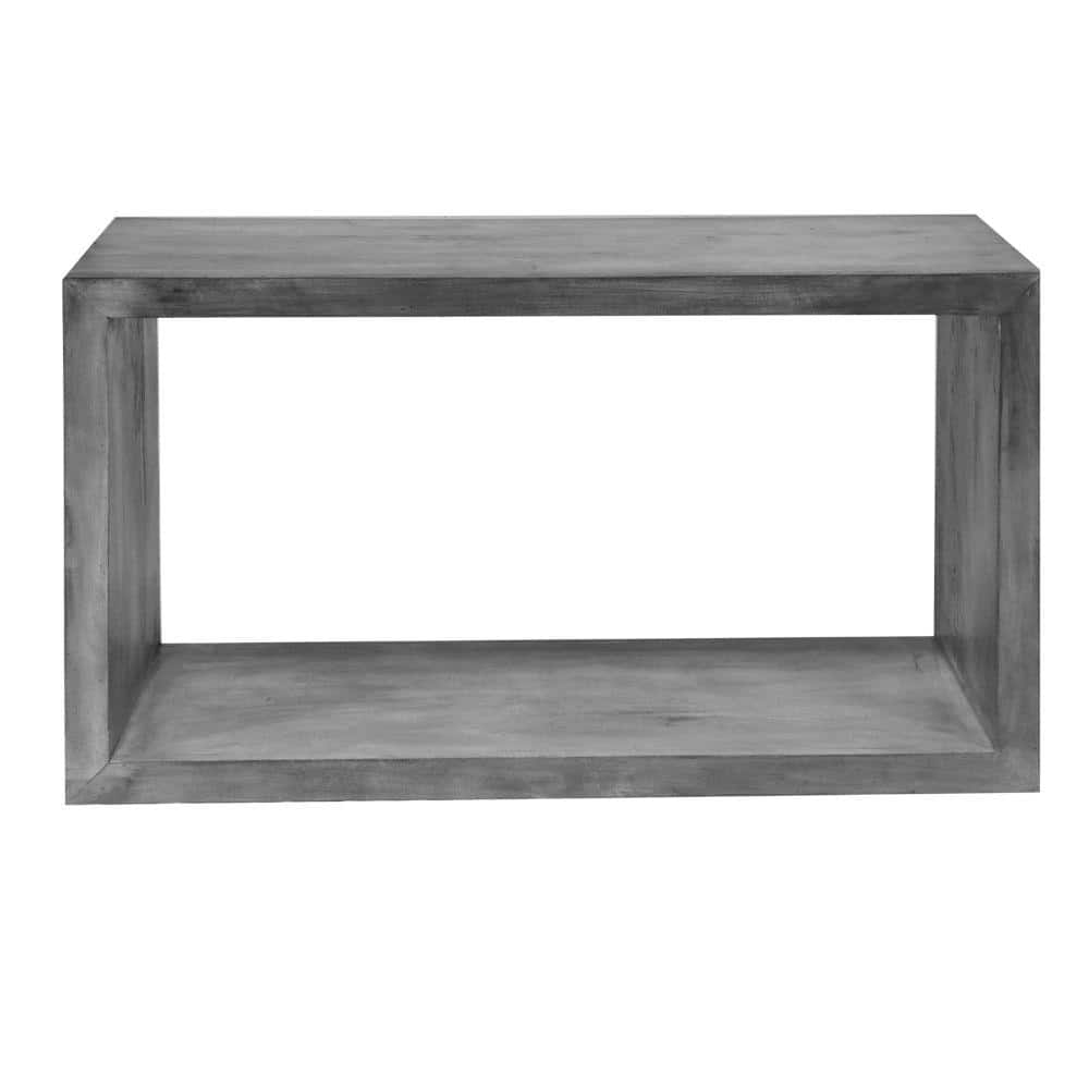 Retro Charcoal Gray 52" Mango Wood Console Table with Open Shelf