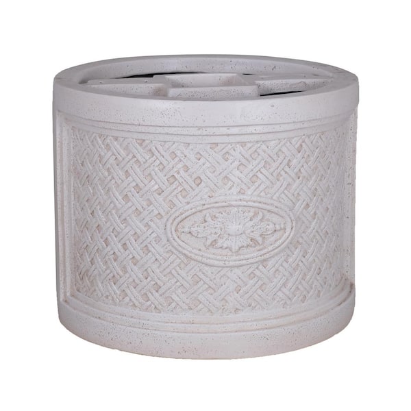 18 in. D Cast Stone Lattice Mail Box Planter in Light Aged White