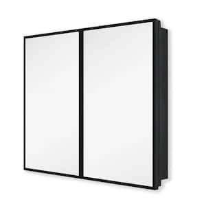 26 in. W x 30 in. H Black Rectangular Aluminum Surface/Recessed Medicine Cabinet with Mirror