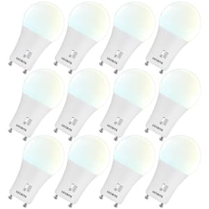 60-Watt Equivalent A19 LED Light Bulb CRI90 5CCT Dimmable 800 Lumens 9-Watt GU24 Base Damp Rated ETL Listed (12-Pack)