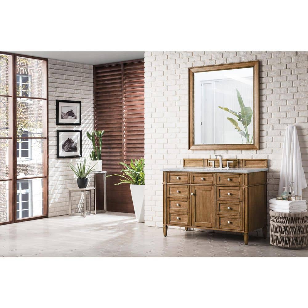 Brittany 48.0 in. W x 23.5 in. D x 34 in. H Bathroom Vanity in Saddle Brown with Eternal Jasmine Pearl Quartz Top price history on PriceWatchPro