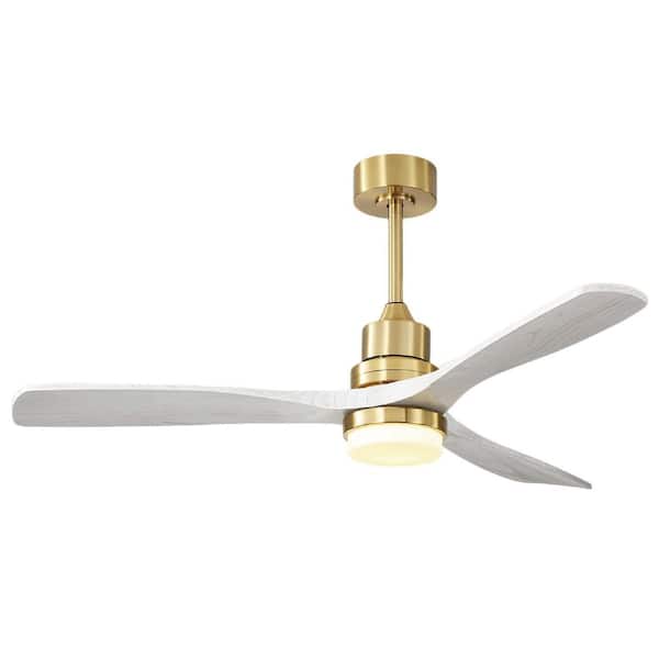 PUDO 52 in. Integrated LED Indoor Gold Ceiling Fan Lighting with Remote Control and Adjustable Height