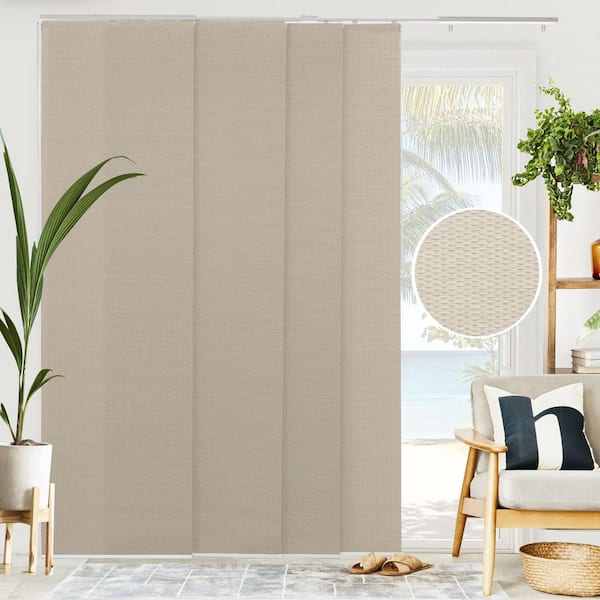 Woven Sandshell Light Filtering Adjustable Sliding Panel Track Blind W/ 23 in Slats Up to 86 in. W x 96 in. L
