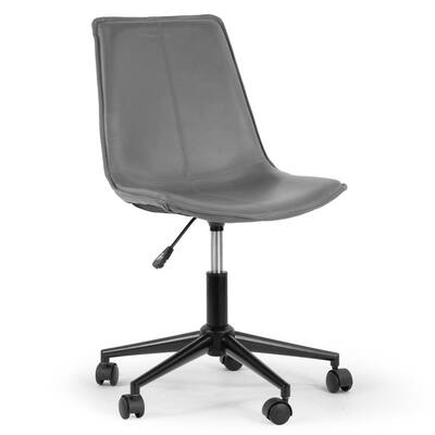 Amery Grey Faux Leather Adjustable Height Swivel Office Chair with Wheel Base