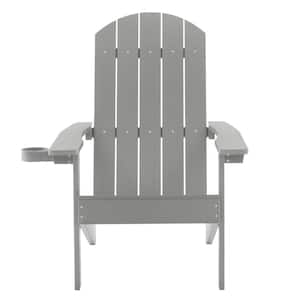 Light Grey HIPS Plastic Weather Resistant Outdoor Adirondack Chair with Cup Holder