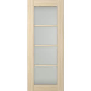 Vona 4Lite 24 in. x 80 in. No Bore 4-Lite Frosted Glass Loire Ash Composite Wood Interior Door Slab
