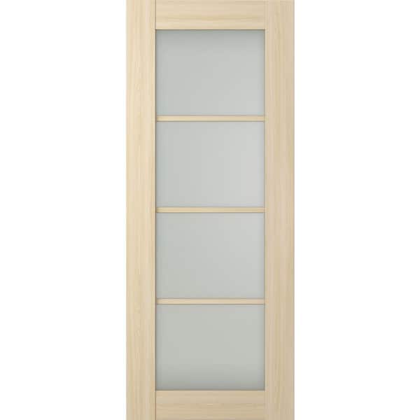 Belldinni Vona 4Lite 24 in. x 80 in. No Bore 4-Lite Frosted Glass Loire Ash Composite Wood Interior Door Slab