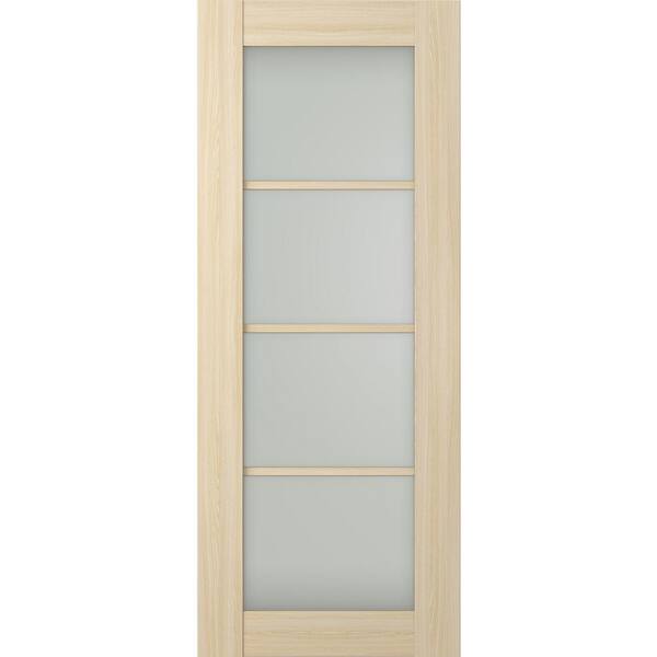 Belldinni Vona 4-Lite 24 in. x 84 in. No Bore 4-Lite Frosted Glass Loire Ash Composite Wood Interior Door Slab