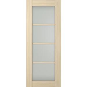 Vona 4-Lite 18 in. x 96 in. No Bore 4-Lite Frosted Glass Loire Ash Composite Wood Interior Door Slab