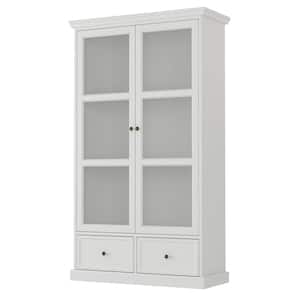 39.4 in. W x 70.9 in. H x 15.7 in. D 3-Shelves Wood Freestanding Cabinet In White with Acrylic Door, Drawers